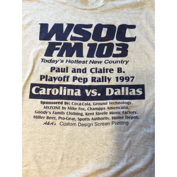Vintage WSOC FM103 Playoff Pep Rally 1997 T Shirt XL Fruit Of The Loom Single St - Picture 4 of 9